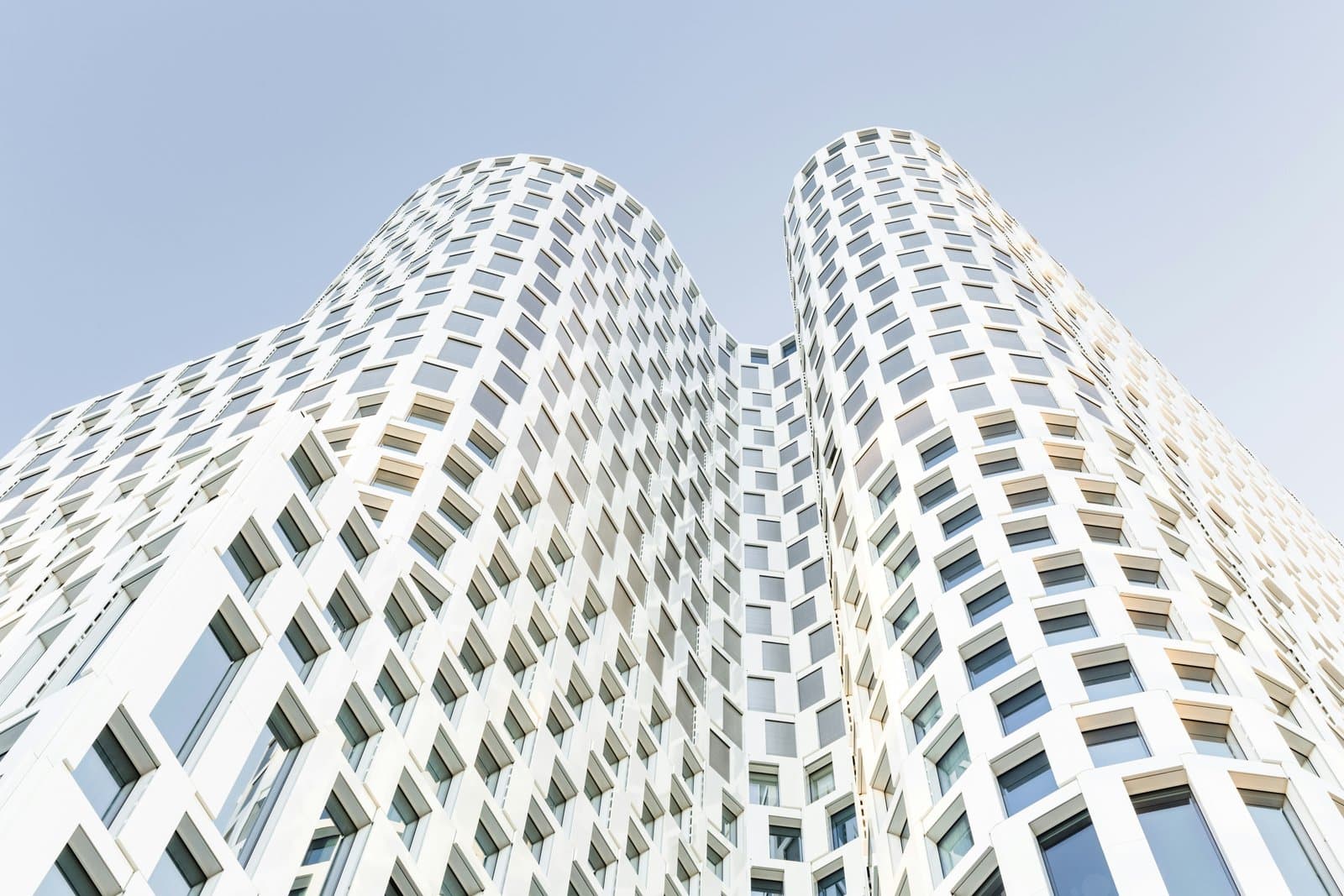 worm's-eye view of white building